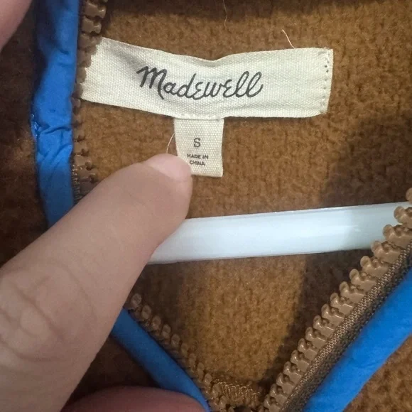 Madewell Brown and Blue Fleece oversized boxy Pullover size small - Picture 4 of 6